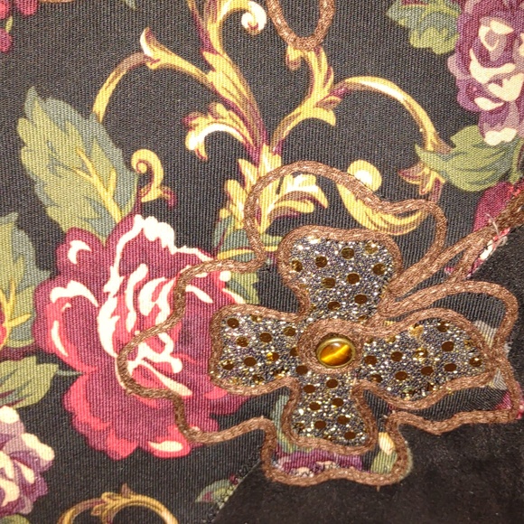 #VINTAGE #BUENO Embroidered Multi-Print Fabric Satchel# - Picture 12 of 13